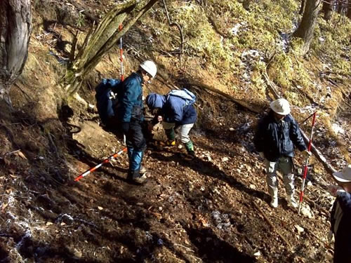 凹地で確認された湧水